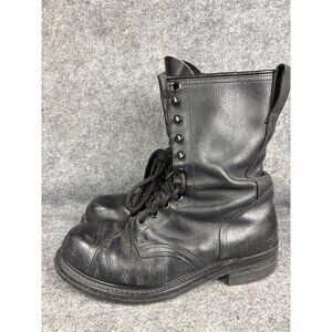 Vintage G.I. Military Combat Boots Mens 9W Black Leather Steel Toe Work